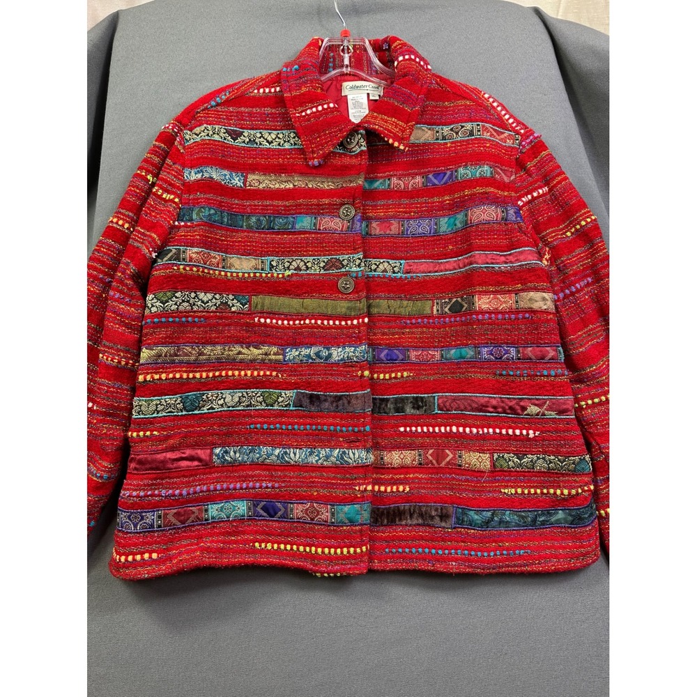 Coldwater Creek Red Patchwork Tapestry Jacket Wom… - image 11
